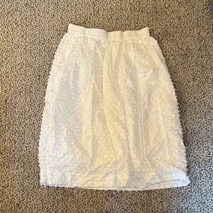J. Crew White Textured Midi Skirt